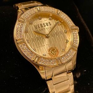 Gold Versace Watch with Diamonds